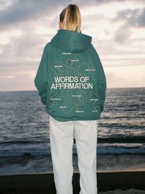Dandy worldwide words of affirmation Oversized Lux Hoodie in Green small